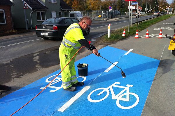 Cykelsti markering med PlastiRout RollGrip