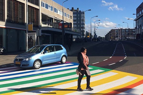 Eye-catching pedestrian crossing applied with PlastiRoute® RollPlast