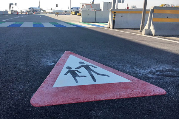 PREMARK® preformed thermoplastic used as road markings in Airport